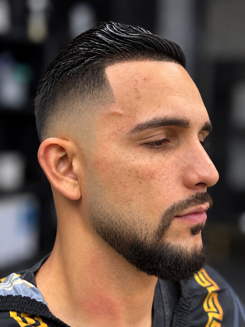 Mid fade with sharp beard line at Finesse It Pro, a barbershop near Riverview